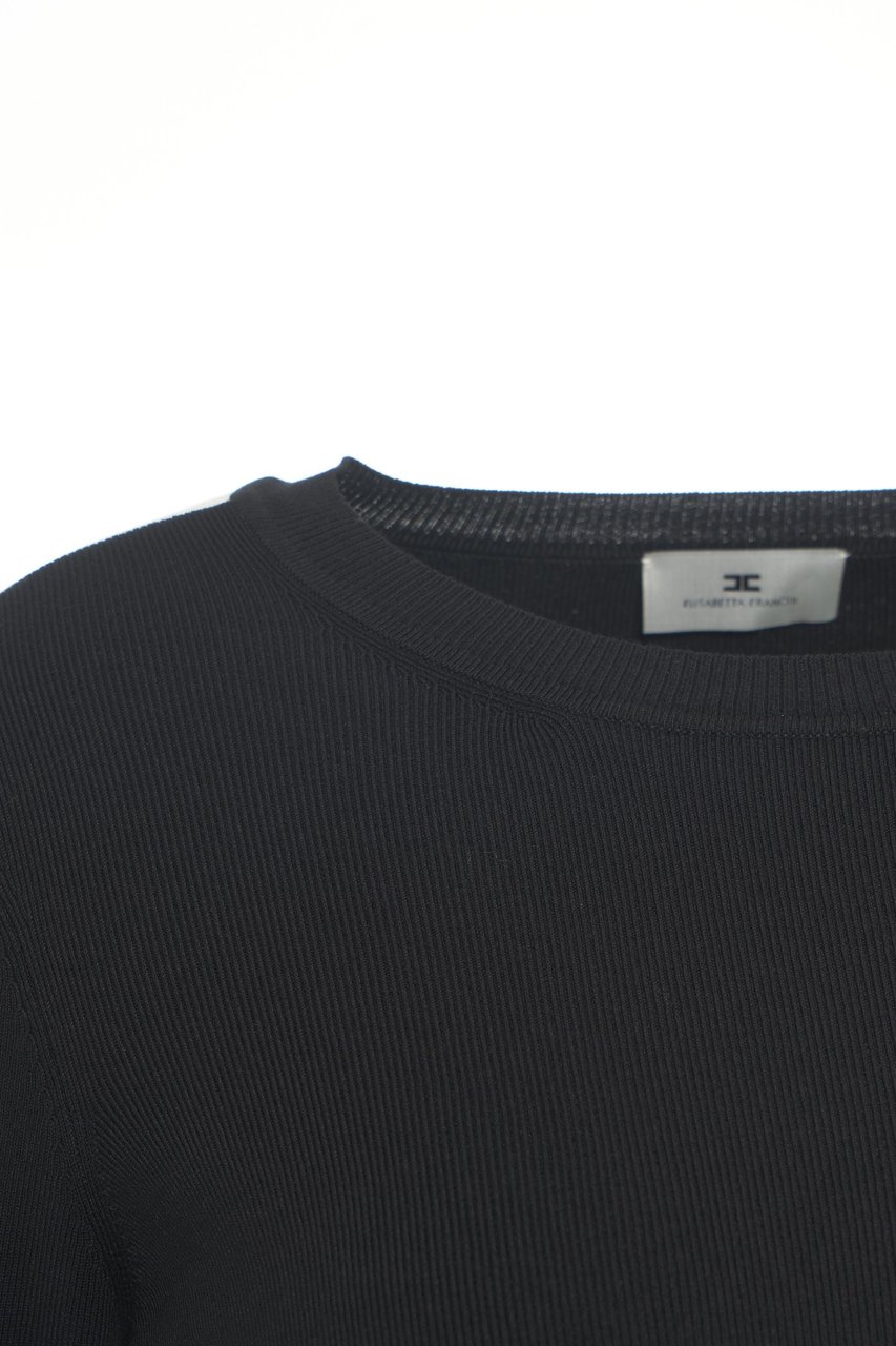 Elisabetta Franchi Knit top with logo details Zwart