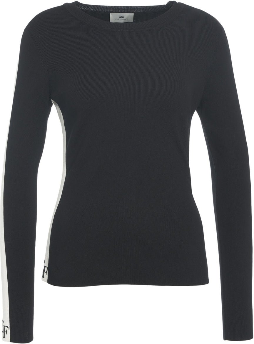 Elisabetta Franchi Knit top with logo details Zwart