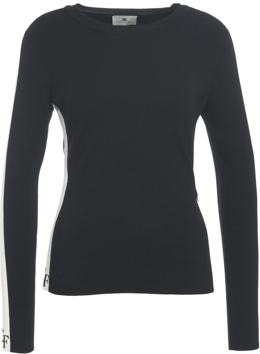 Elisabetta Franchi Maglia a Costine con dettagli logo Zwart
