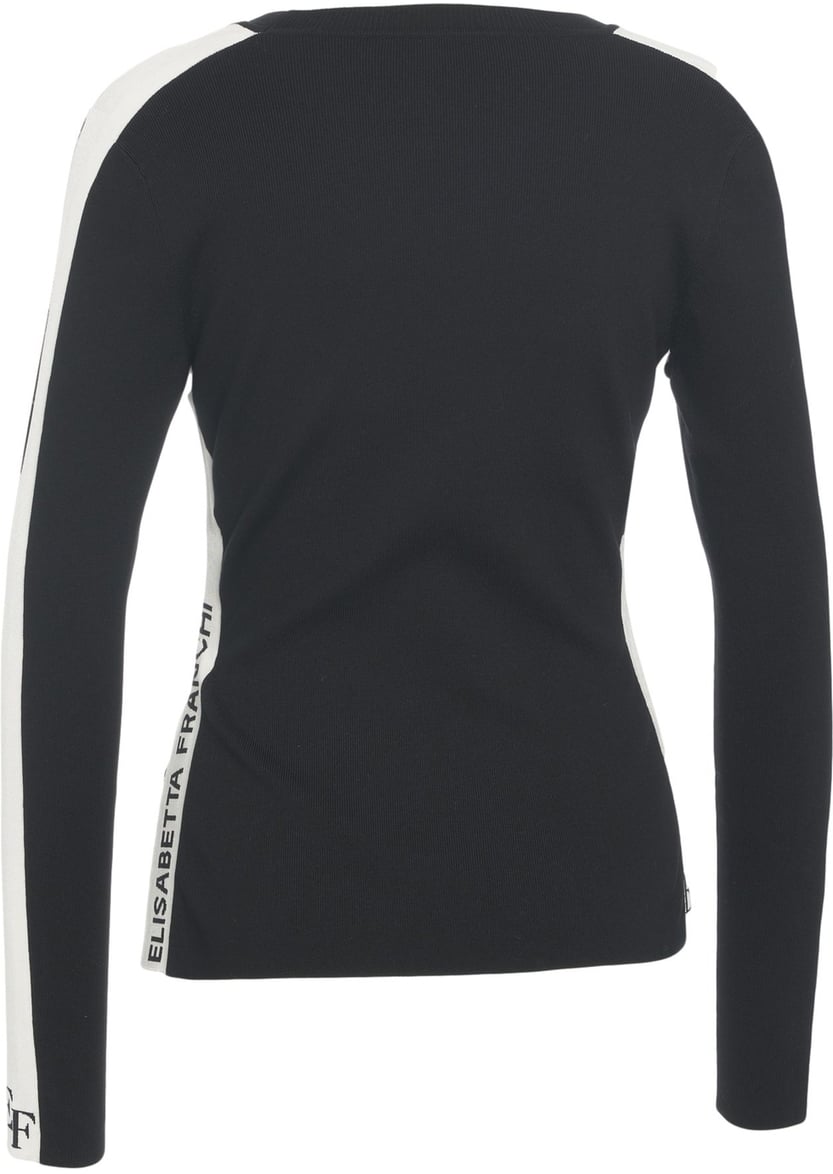 Elisabetta Franchi Maglia a Costine con dettagli logo Zwart
