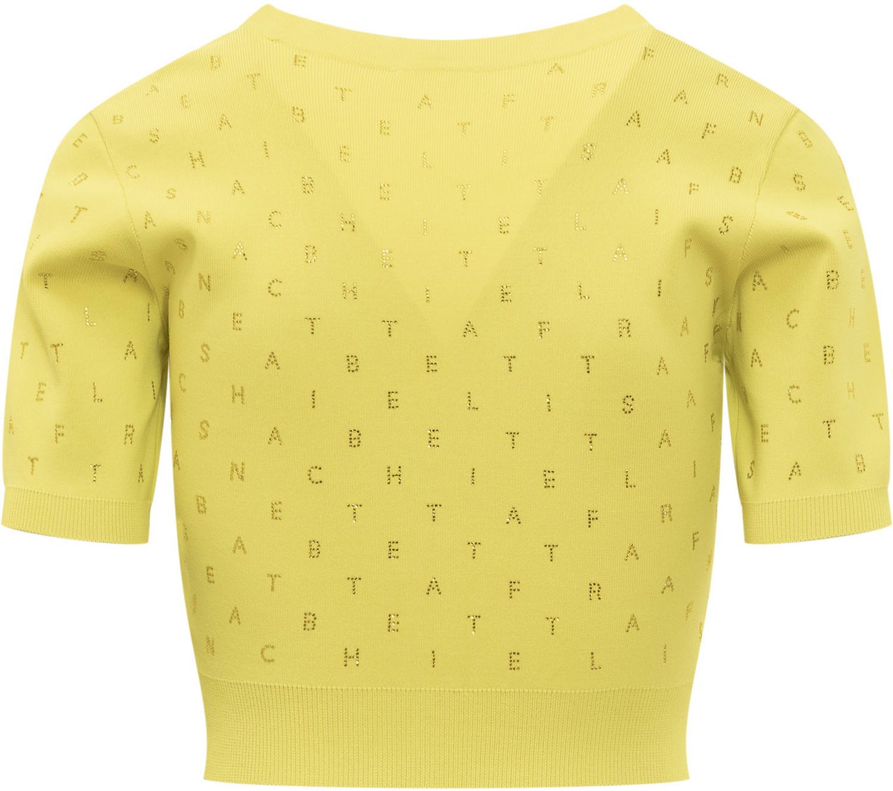 Elisabetta Franchi Cardigan con Strass Lettering Geel