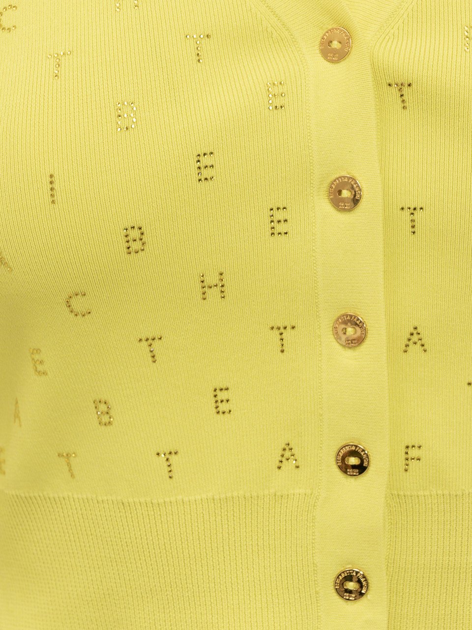 Elisabetta Franchi Cardigan con Strass Lettering Geel