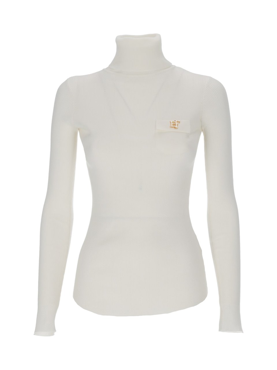Elisabetta Franchi Fitted Long-Sleeve Knit Top With High Turtleneck Wit