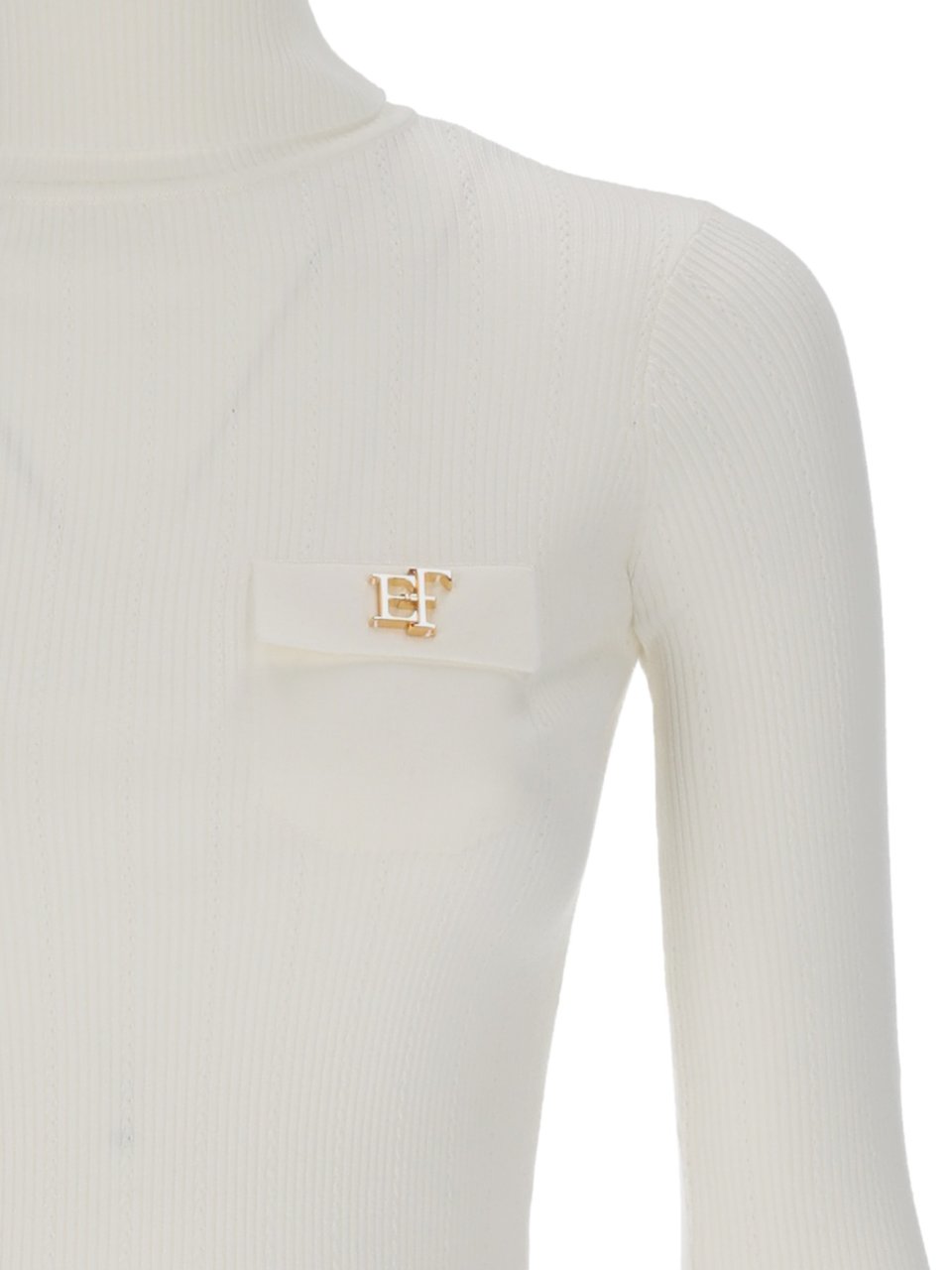 Elisabetta Franchi Fitted Long-Sleeve Knit Top With High Turtleneck Wit