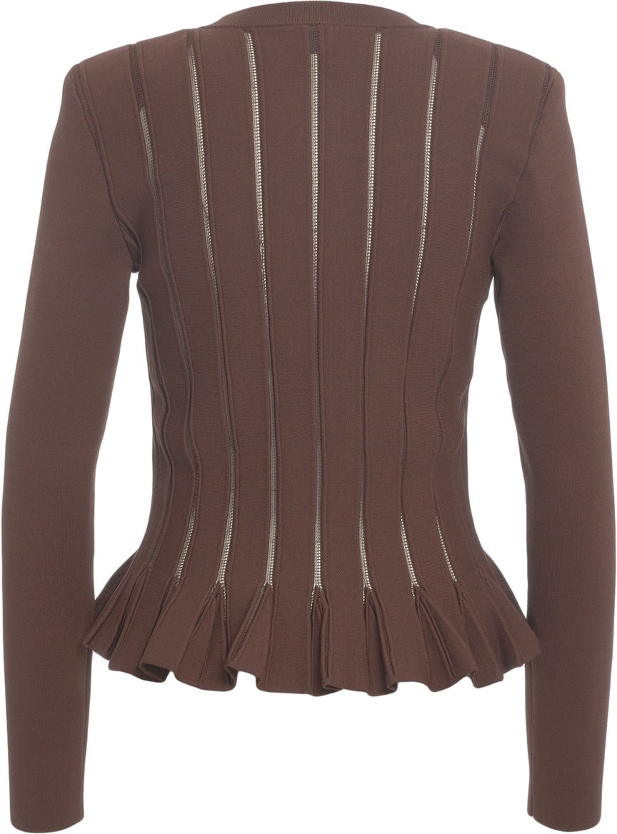 Elisabetta Franchi Cardigan with ruffle details Bruin
