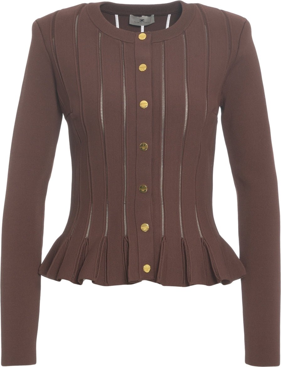 Elisabetta Franchi Cardigan with ruffle details Bruin