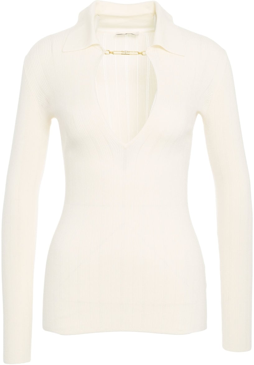 Elisabetta Franchi Knit Pullover with Chain Detail Wit