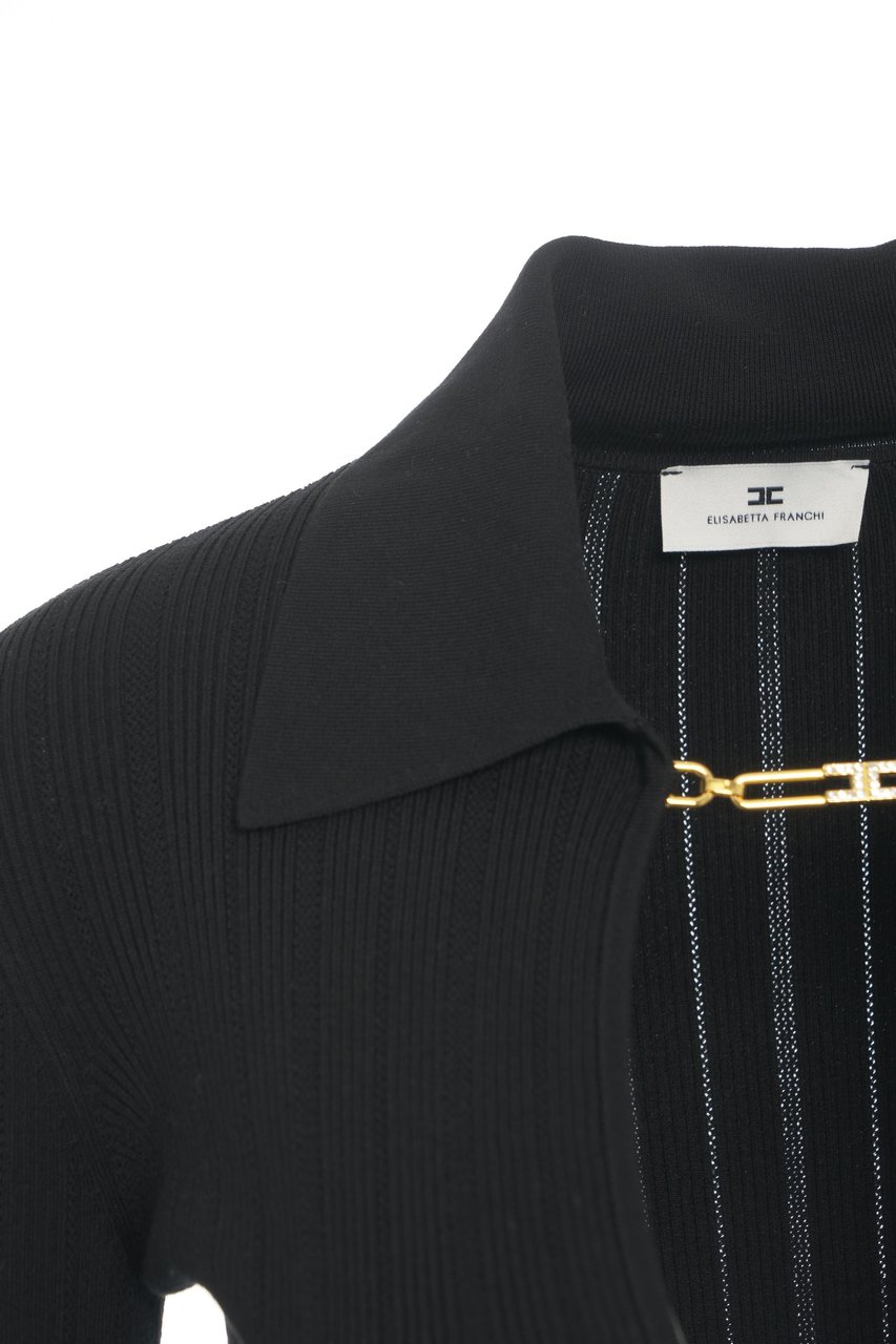 Elisabetta Franchi Knit Pullover with Chain Detail Zwart