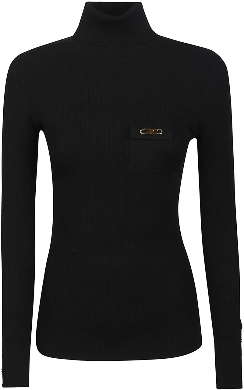 Elisabetta Franchi Tricot Turtle Neck Sweater Black Zwart