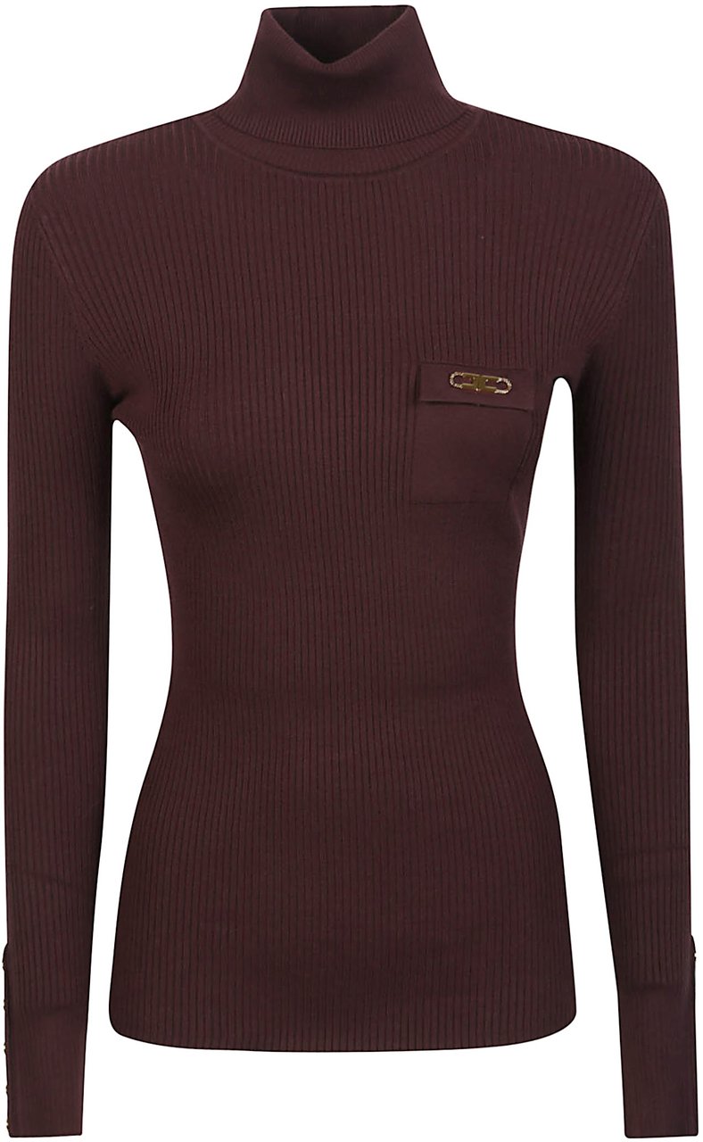 Elisabetta Franchi Tricot Turtle Neck Sweater Red Rood