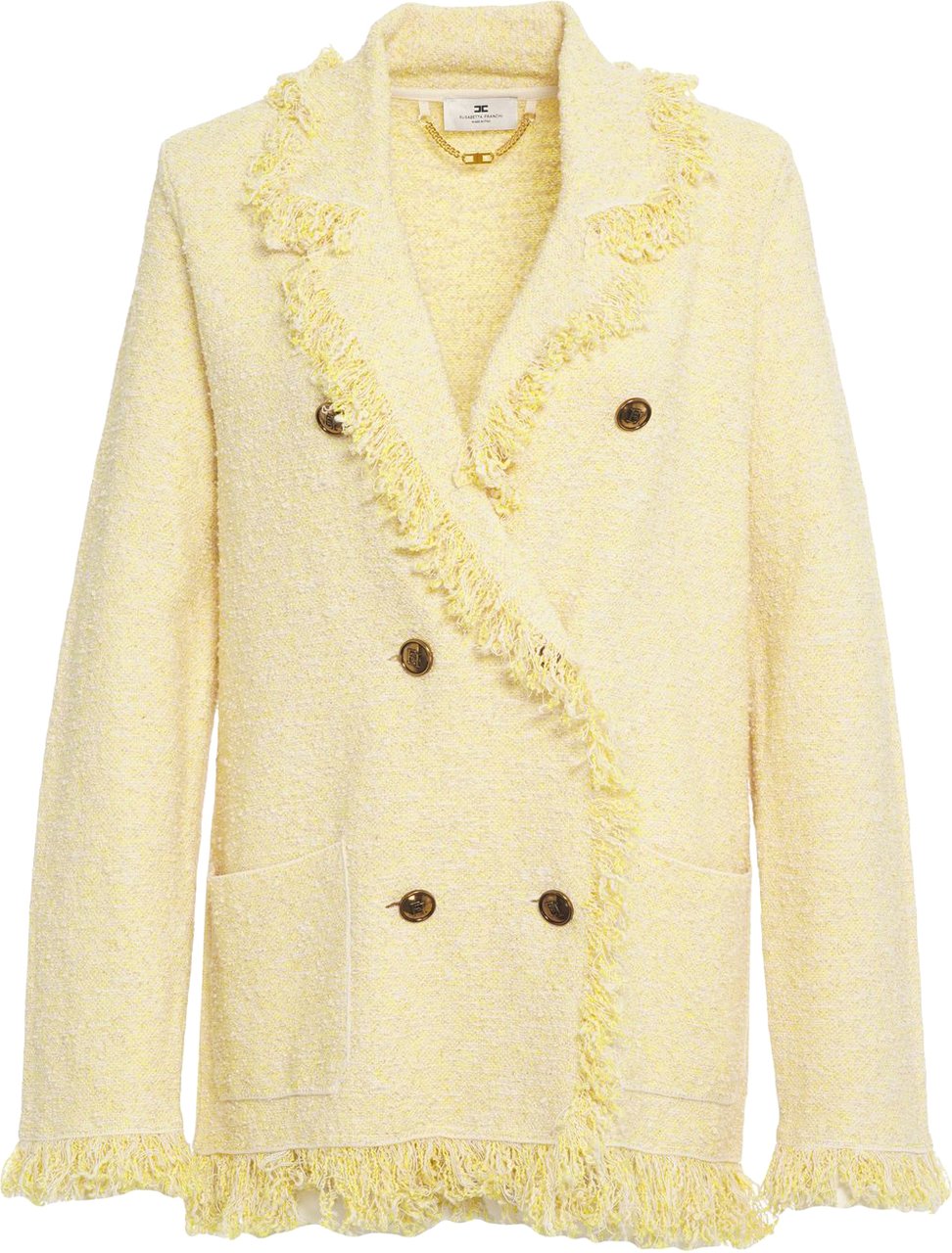 Elisabetta Franchi Bouclé knit blazer Geel