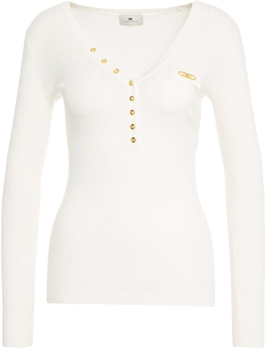 Elisabetta Franchi Ribbed sweater Wit