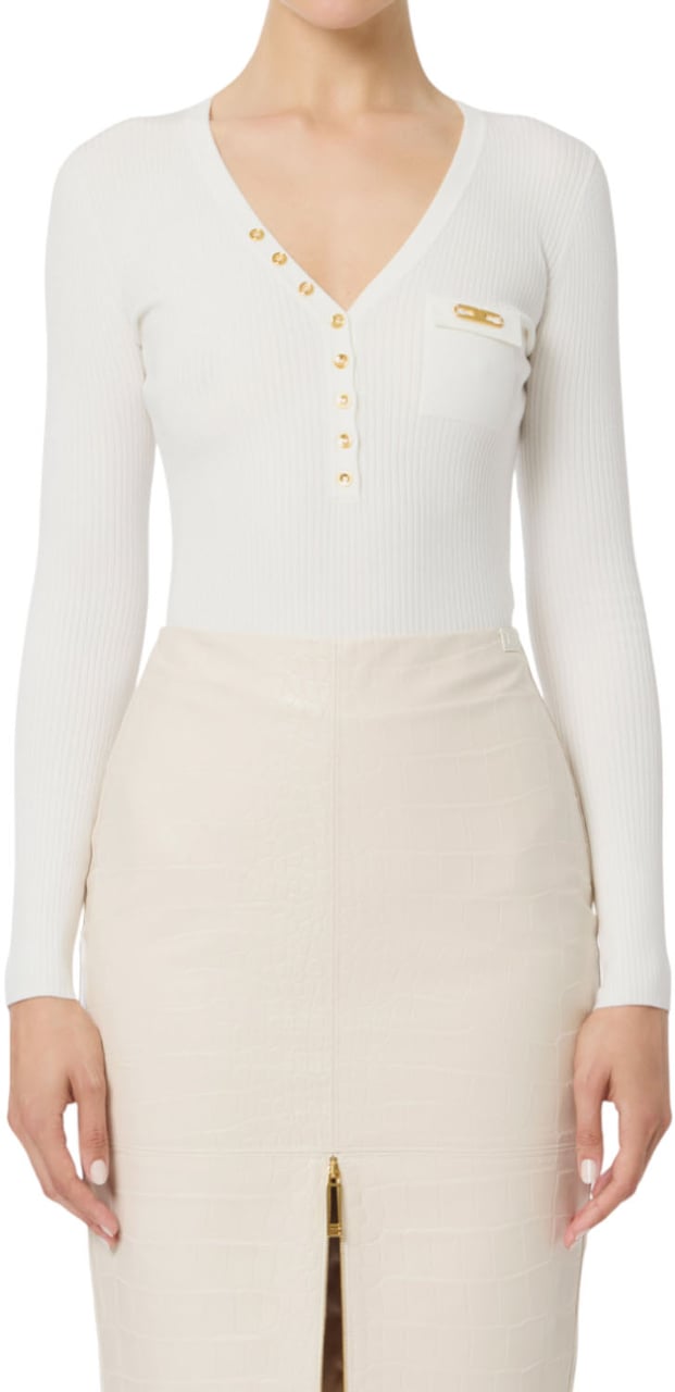 Elisabetta Franchi Sweaters Ivory Wit