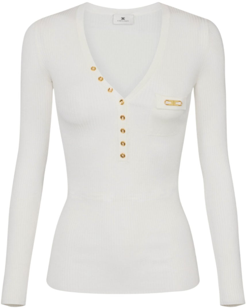 Elisabetta Franchi Sweaters Ivory Wit