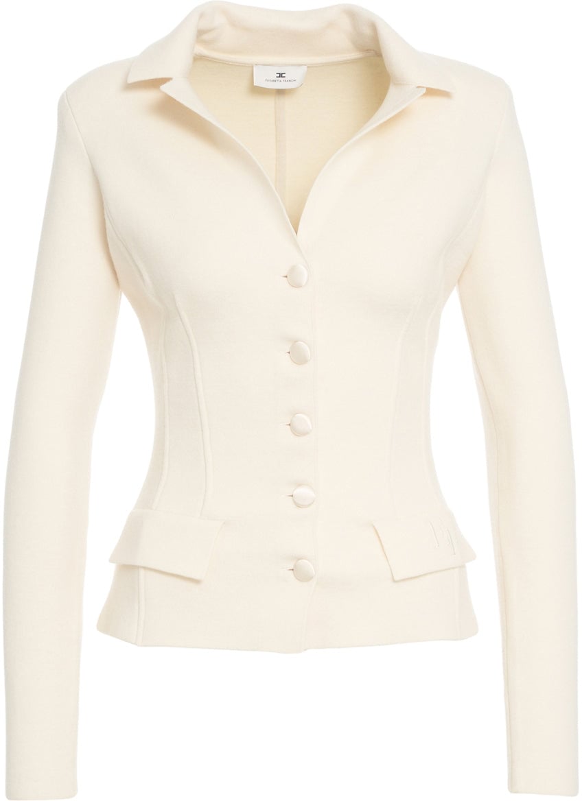 Elisabetta Franchi Wool single-breasted blazer Wit