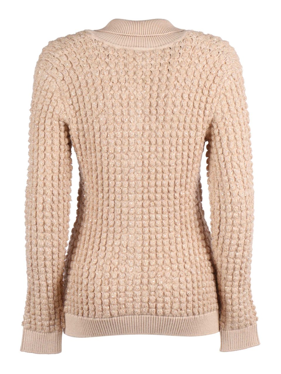 Elisabetta Franchi Tricot Bubble Knit Collar Top Neutraal