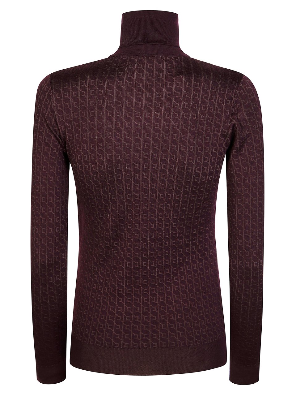 Elisabetta Franchi Fitted Turtleneck Sweater with Textured Pattern Zwart