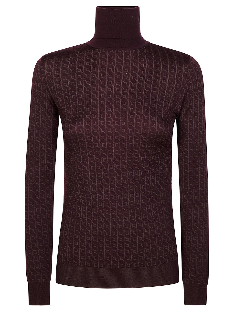 Elisabetta Franchi Fitted Turtleneck Sweater with Textured Pattern Zwart