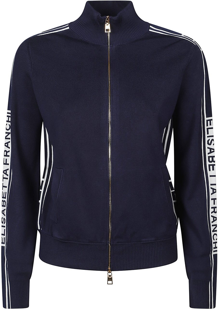 Elisabetta Franchi Tricot Sweatshirt Blue Blauw