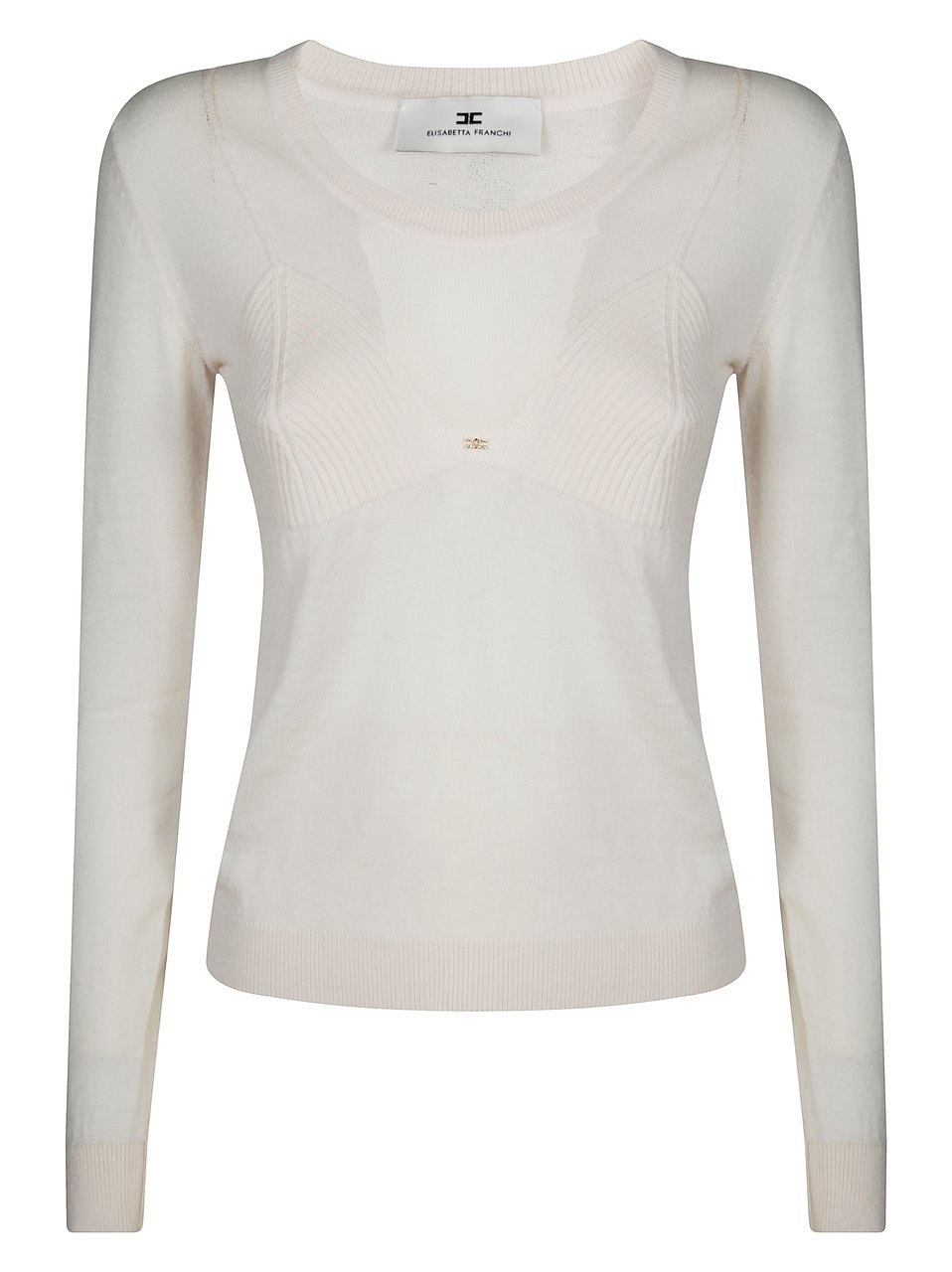 Elisabetta Franchi Fitted Ribbed Knit Top Wit