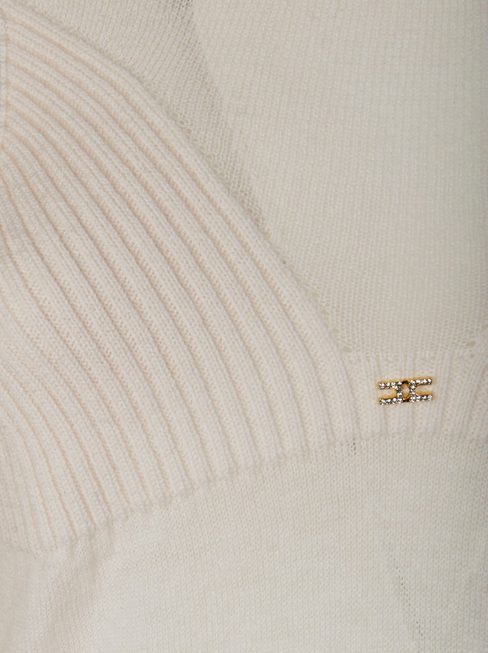 Elisabetta Franchi Fitted Ribbed Knit Top Wit
