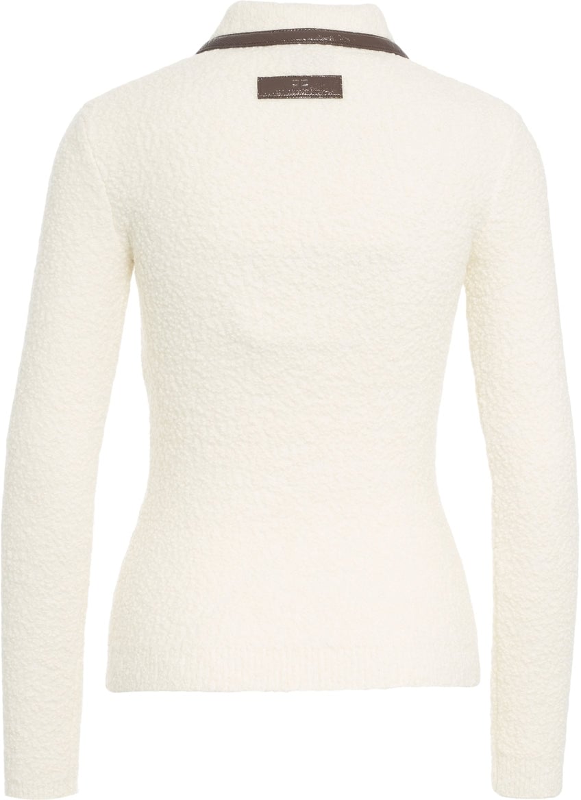 Elisabetta Franchi Bouclé knit polo Wit