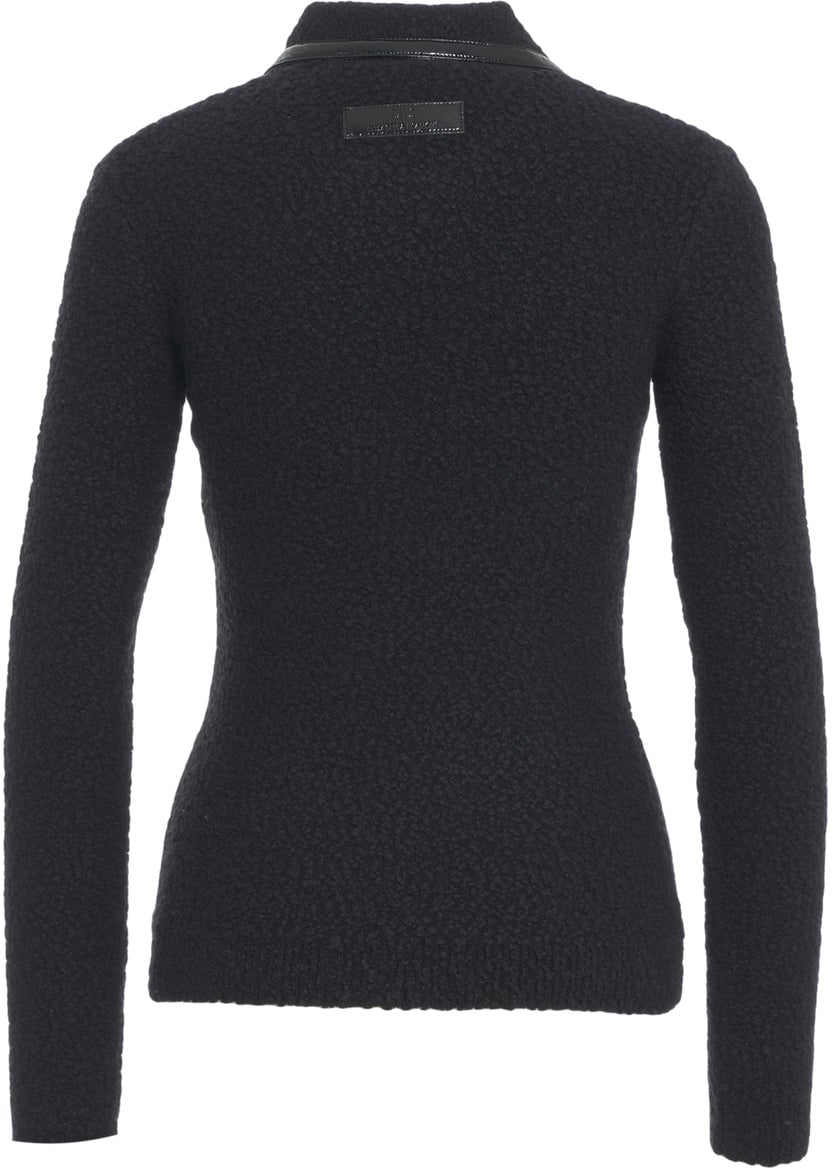 Elisabetta Franchi Knit pullover with polo collar and zipper Zwart