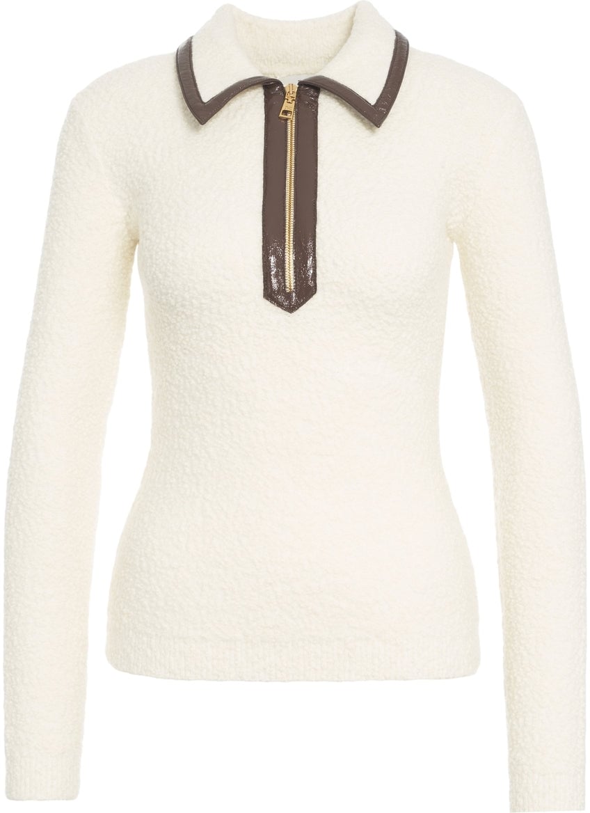 Elisabetta Franchi Bouclé knit polo Wit