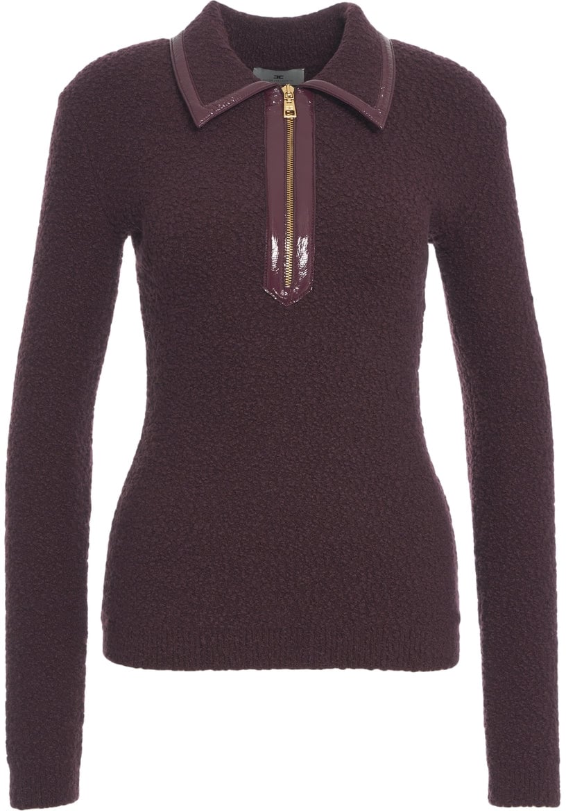 Elisabetta Franchi Bouclé knit polo Rood