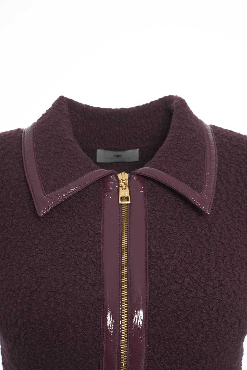 Elisabetta Franchi Bouclé knit polo Rood