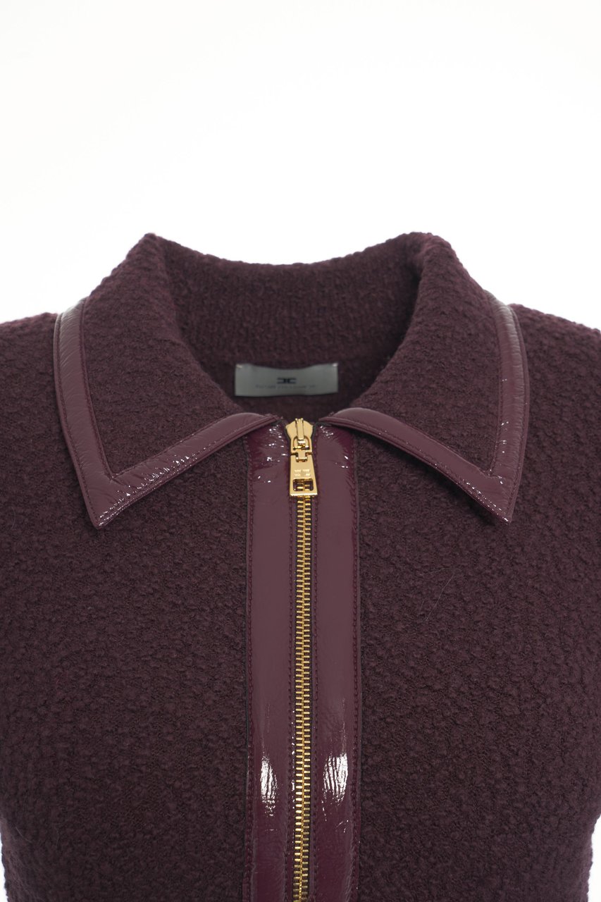 Elisabetta Franchi Polo in maglia bouclé Rood