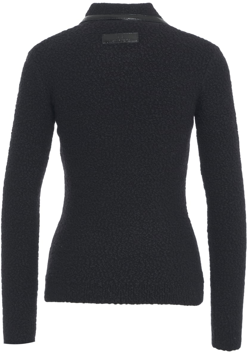 Elisabetta Franchi Maglione in maglia con colletto polo e cerniera Zwart