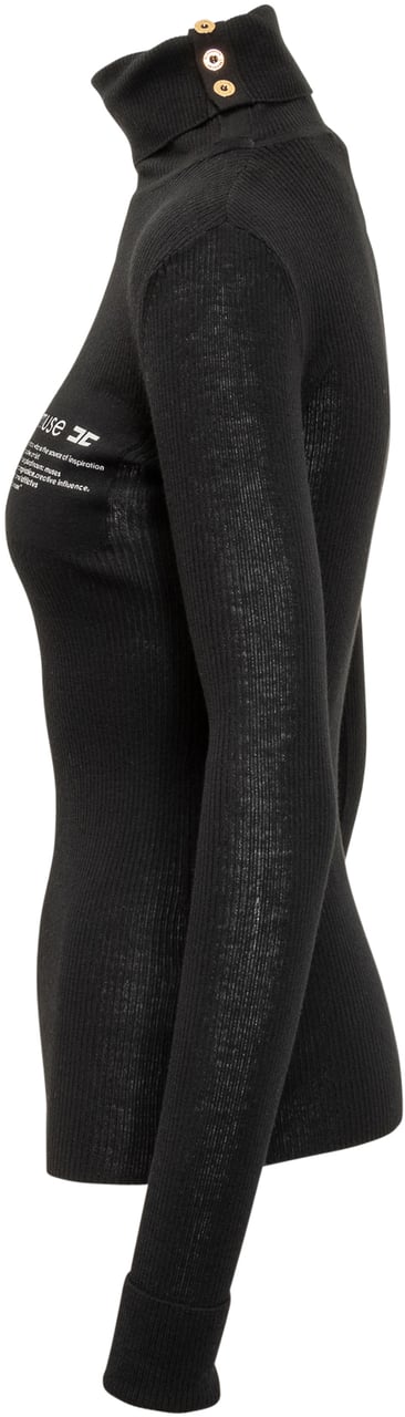 Elisabetta Franchi Elisabetta Franchi Dolcevita Nero con Logo Stampato Zwart