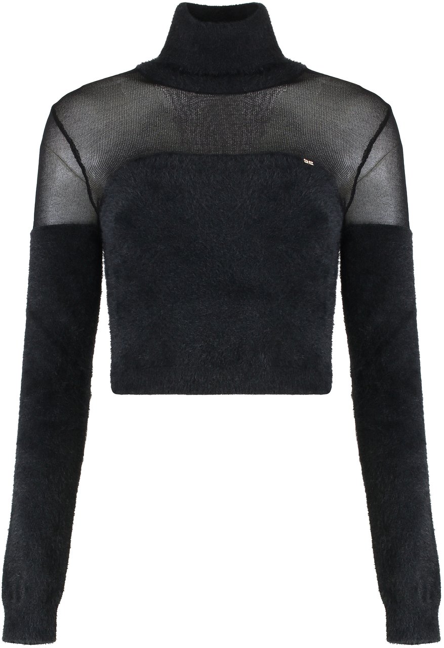 Elisabetta Franchi Sweater with logo jewelry Zwart