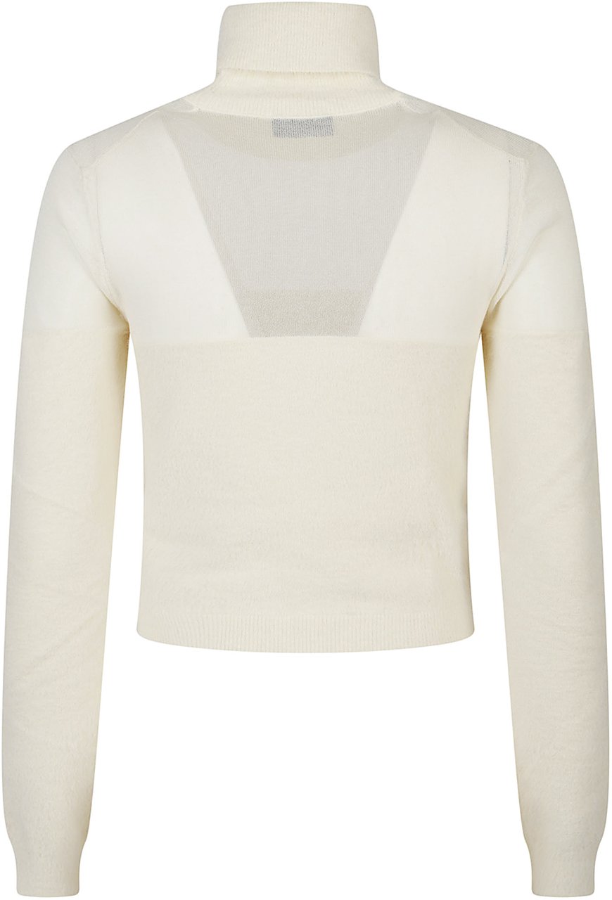 Elisabetta Franchi Tricot Turtle Neck Sweater White Wit