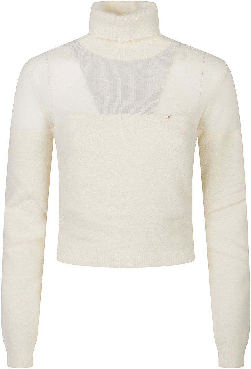 Elisabetta Franchi Tricot Turtle Neck Sweater White Wit