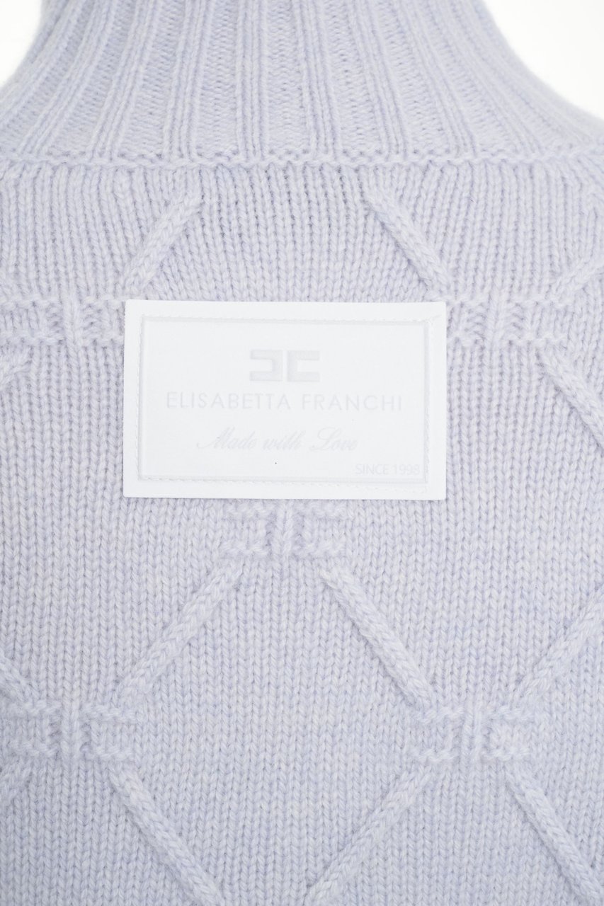 Elisabetta Franchi High neck wool sweater Blauw