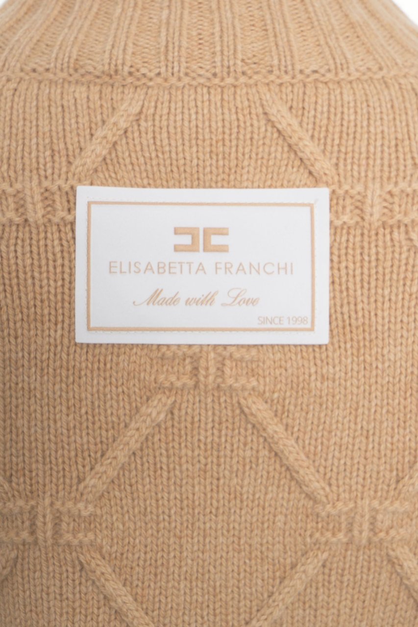 Elisabetta Franchi High neck wool sweater Bruin