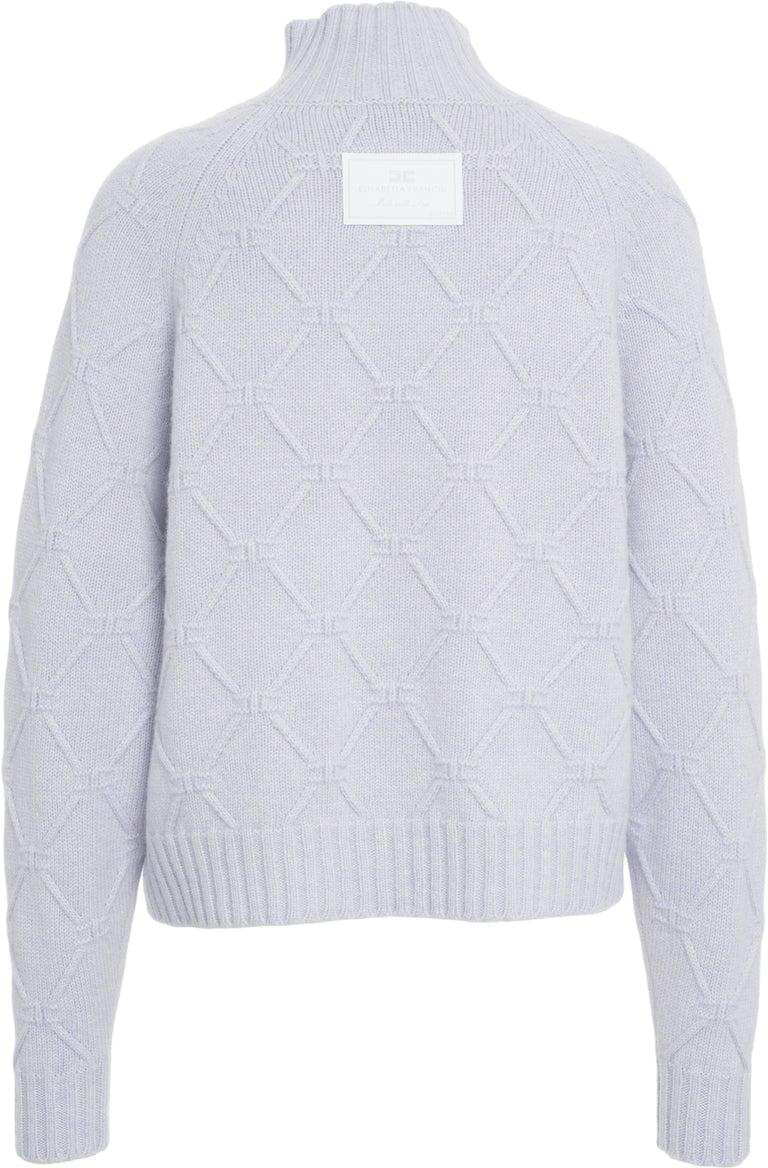 Elisabetta Franchi High neck wool sweater Blauw