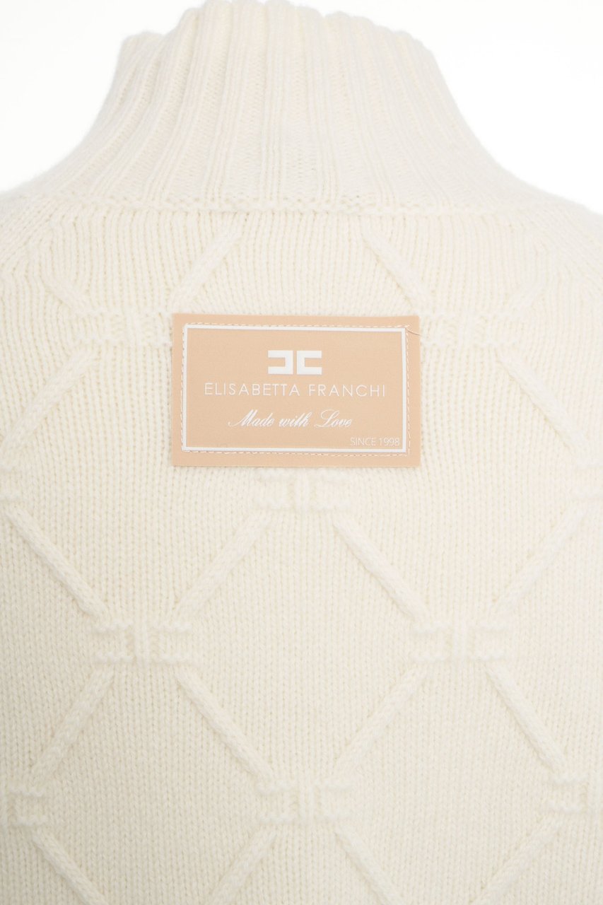 Elisabetta Franchi High neck wool sweater Wit
