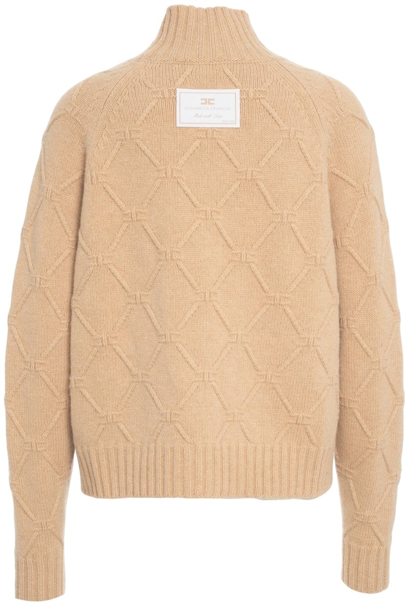 Elisabetta Franchi High neck wool sweater Bruin