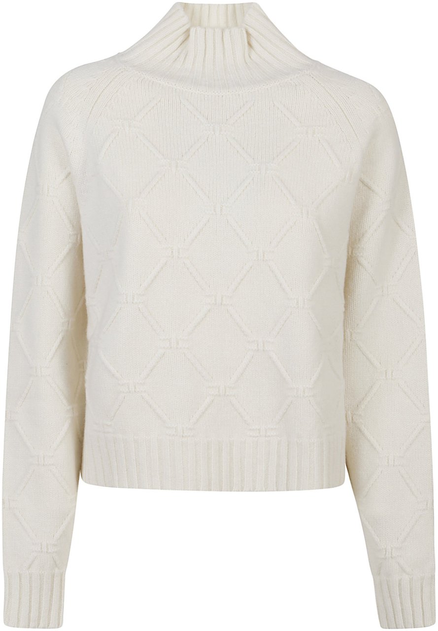 Elisabetta Franchi Tricot Turtle Neck Sweater White Wit