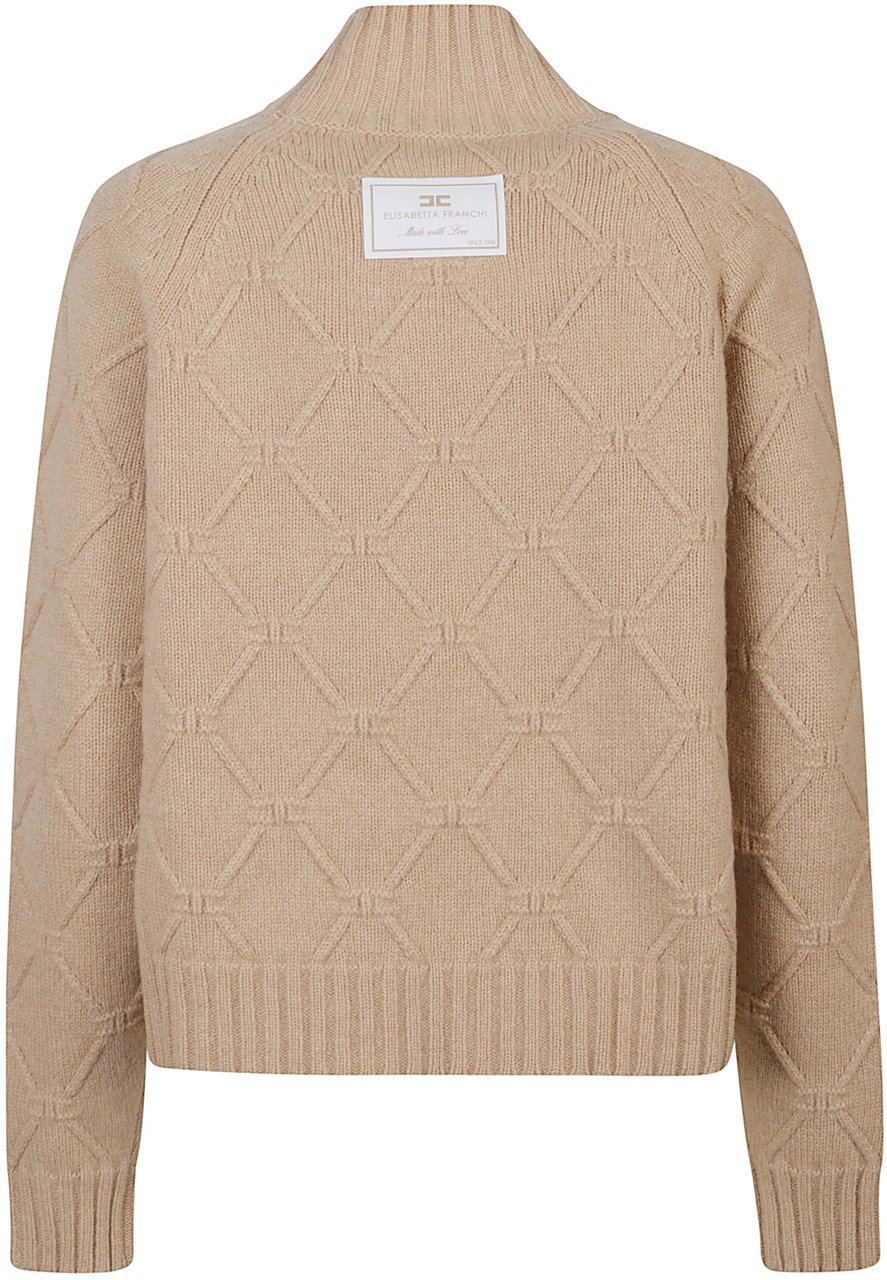 Elisabetta Franchi Tricot Turtle Neck Sweater Brown Bruin