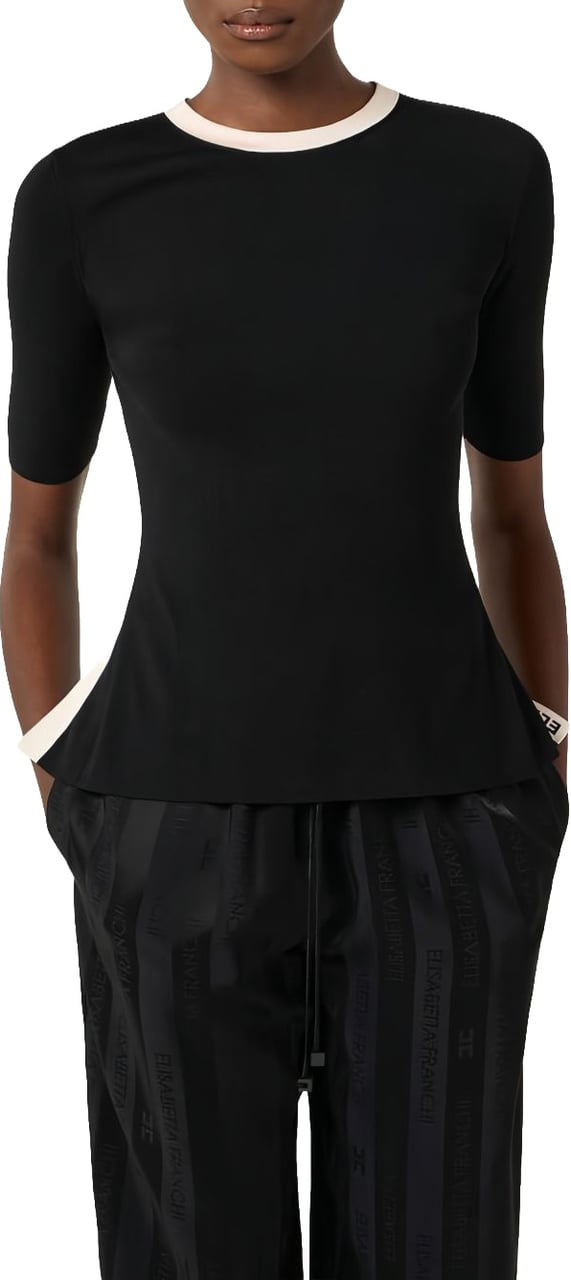 Elisabetta Franchi Sweaters Nero/Burro Zwart