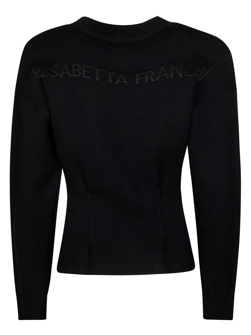 Elisabetta Franchi Fitted Black Deep V Cardigan Zwart