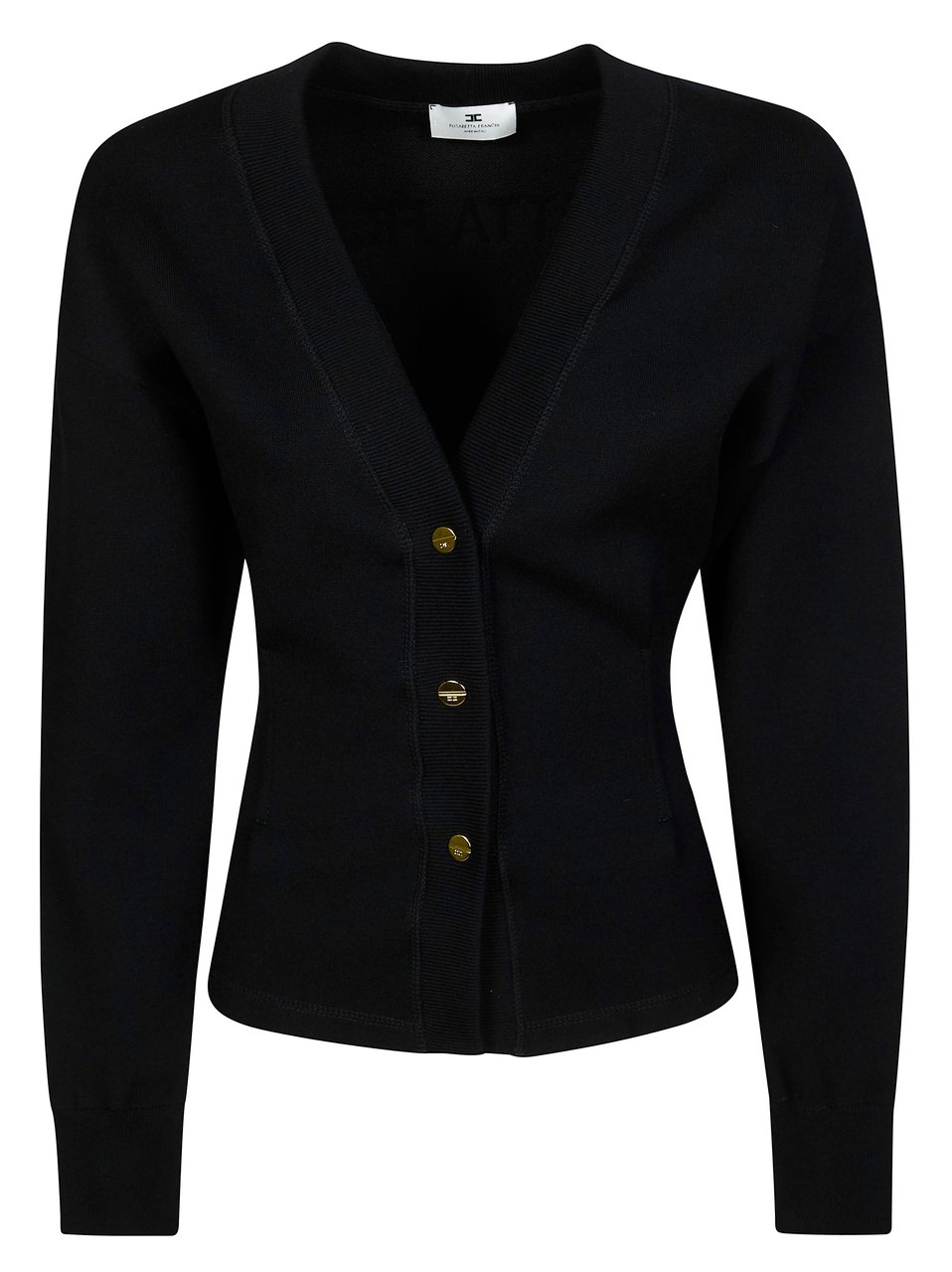 Elisabetta Franchi Fitted Black Deep V Cardigan Zwart