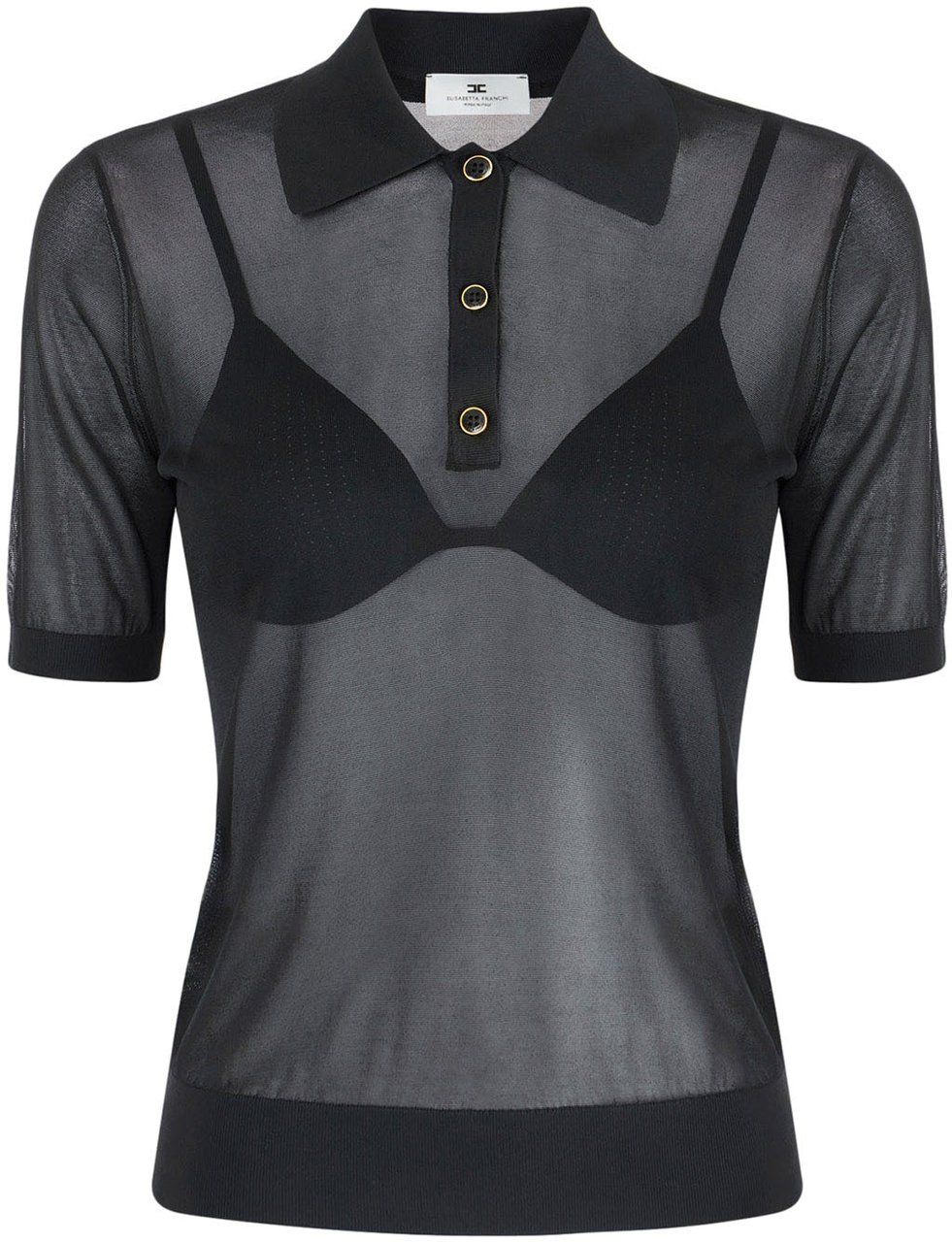 Elisabetta Franchi Semi-transparent polo shirt Zwart
