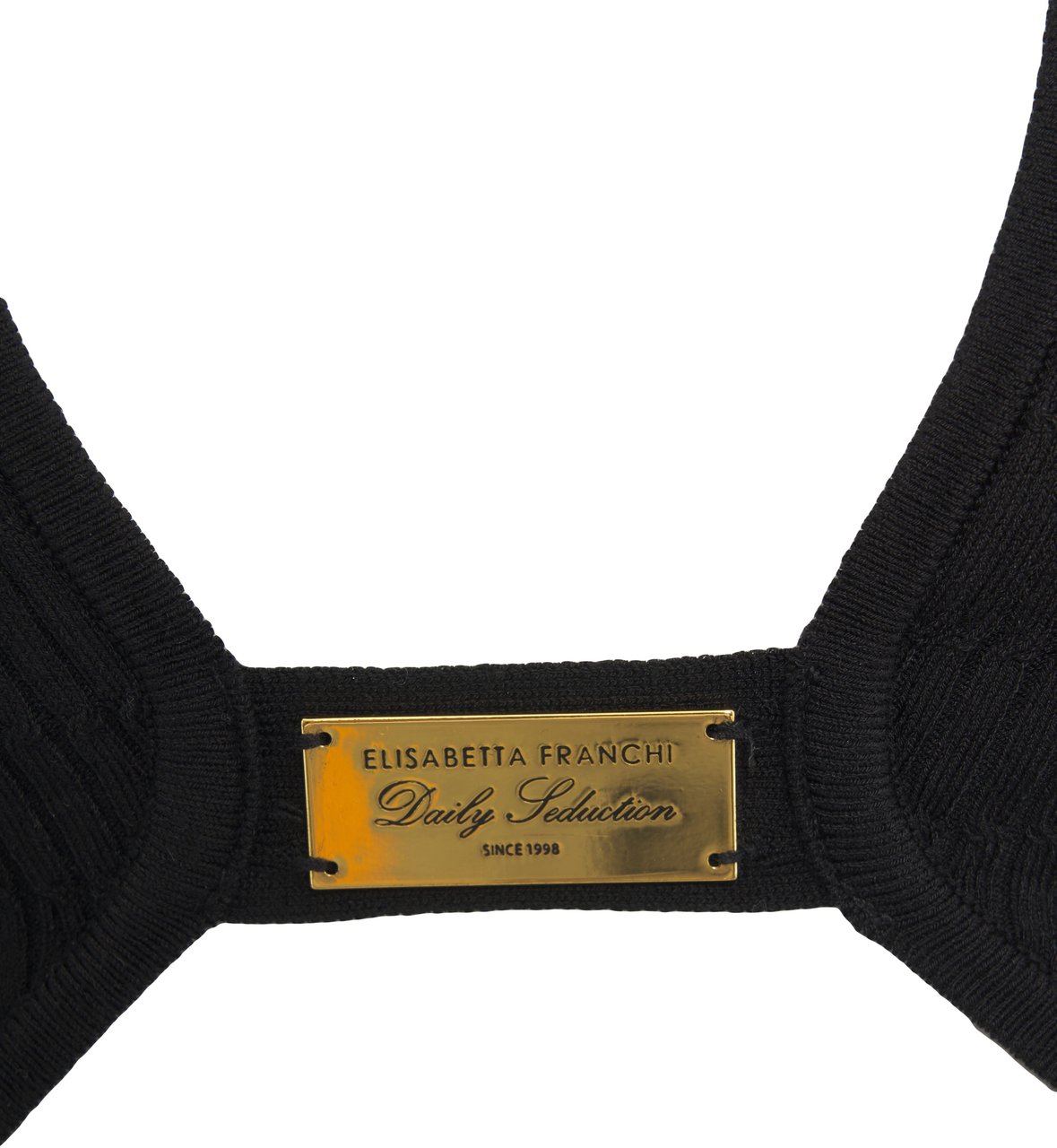 Elisabetta Franchi Knit top with logo details Zwart