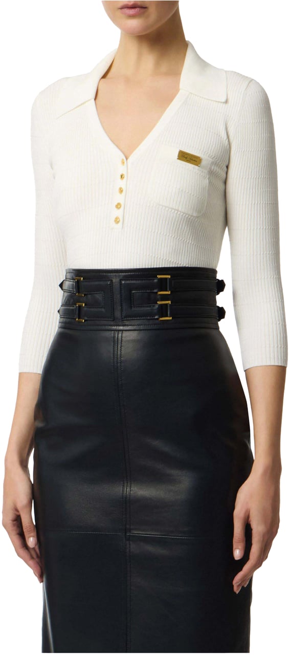 Elisabetta Franchi Elisabetta Franchi Women's Knitted Sweater Sweaters Ecru Mk86b61e2 Wit