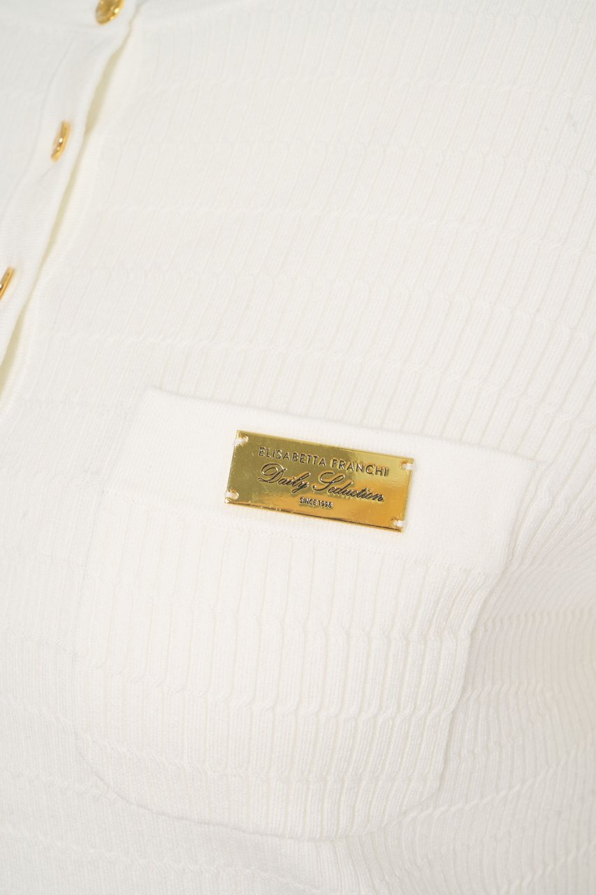 Elisabetta Franchi Cardigan with logo detail Wit